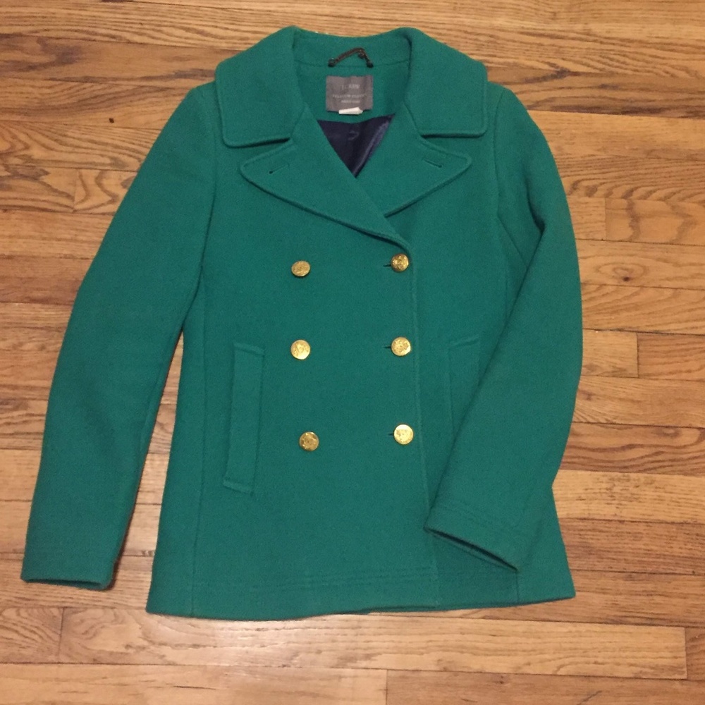 J. Crew Peacoat in Stadium Cloth Moss Green Size 2